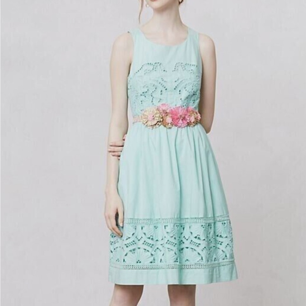 Anthropologie Meadow Rue Eyelet Lace Tea Dress